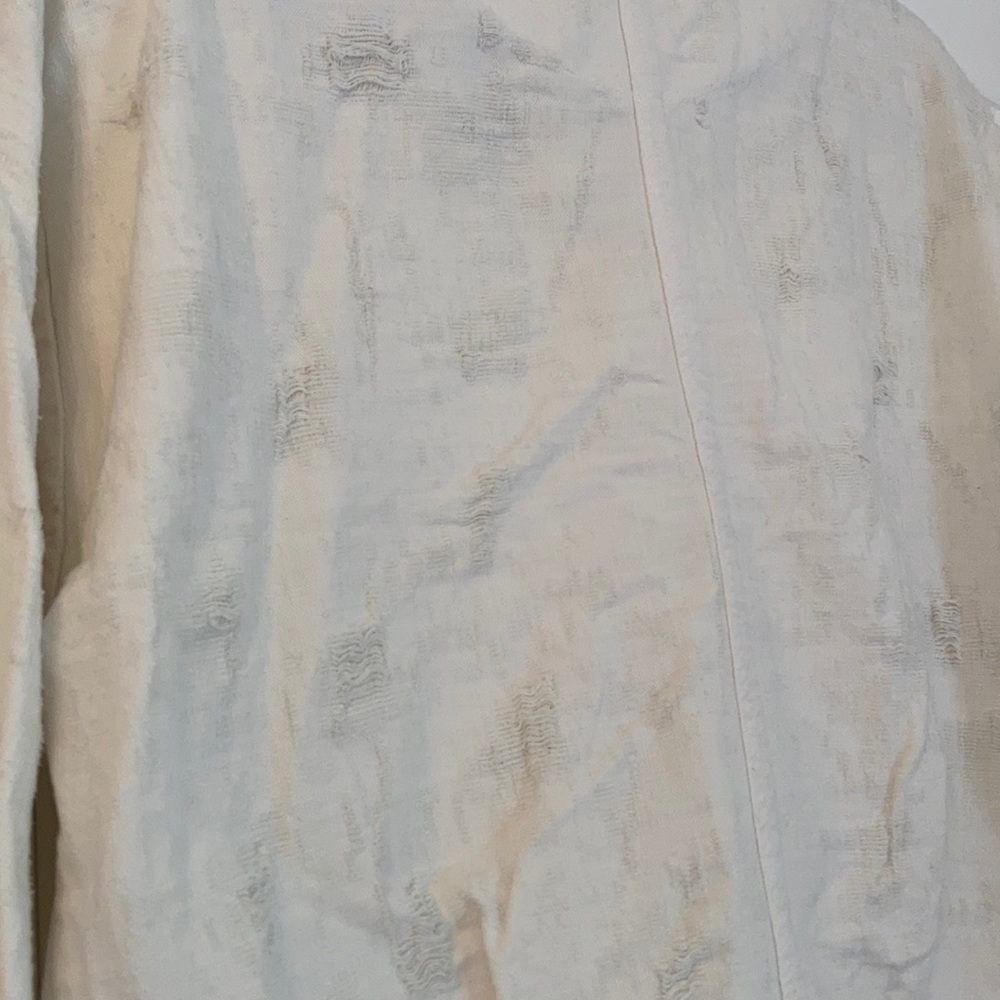 NEW Free People Distressed White Denim Jacket - Picture 6 of 11